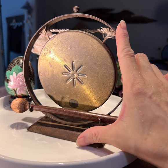 Unique Vintage Bronze Table Gong Decor - Picture 1 of 8